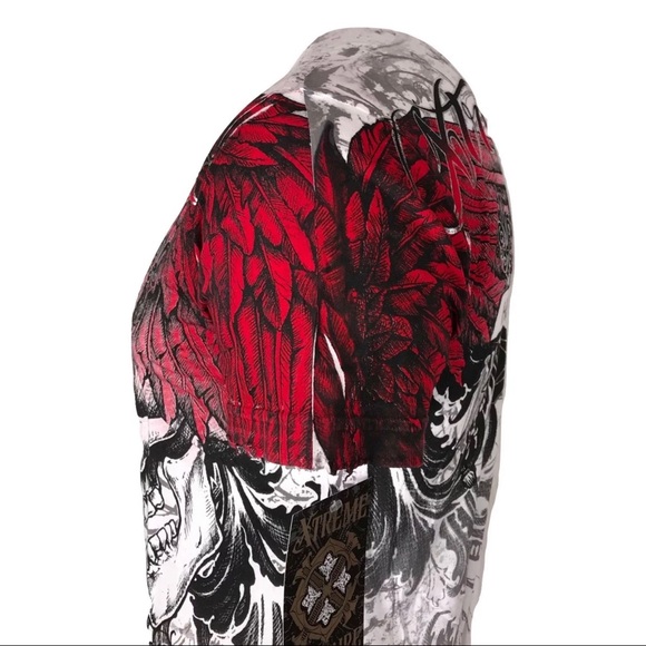 XTREME COUTURE by AFFLICTION Men's T-Shirt CARNIVORE Skulls Biker MMA - Picture 6 of 8